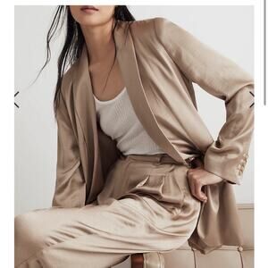 Madewell oversized satin blazer gold